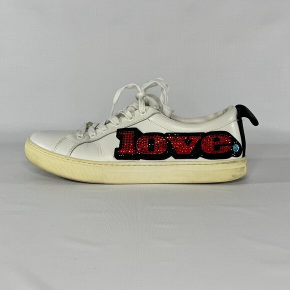 Marc Jacobs Women's Empire Love Embellished Leather Lace-Up Sneakers - Picture 2 of 14